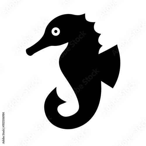 Seahorse Silhouette Vector - Marine Life Seahorse Icon - Ocean Aquatic Sea Creature Graphic