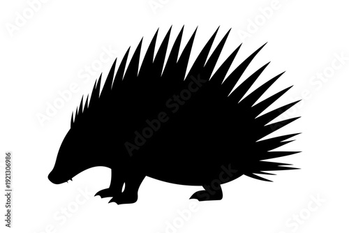Porcupine Silhouette Vector - Spiky Hedgehide Wild Animal Icon - Forest Wildlife Graphic