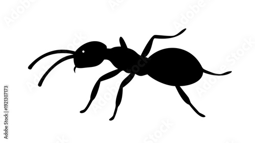 Black Ant Silhouette Vector - Worker Insect Nature Graphic - Pest Control Minimalist Icon