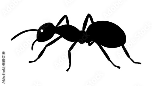 Black Ant Silhouette Vector - Worker Insect Nature Graphic - Pest Control Minimalist Icon