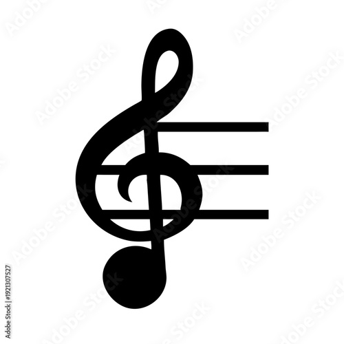 Treble Clef Musical Note Silhouette Vector - G-Clef Music Notation Icon Graphic