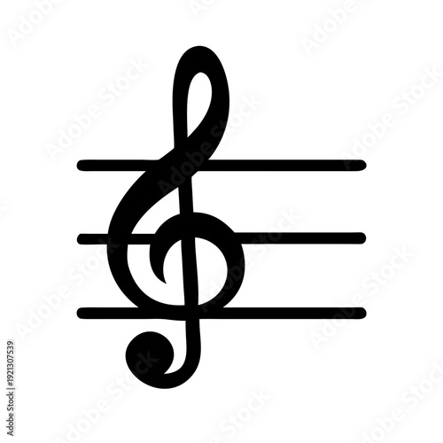 Treble Clef Musical Note Silhouette Vector - G-Clef Music Notation Icon Graphic