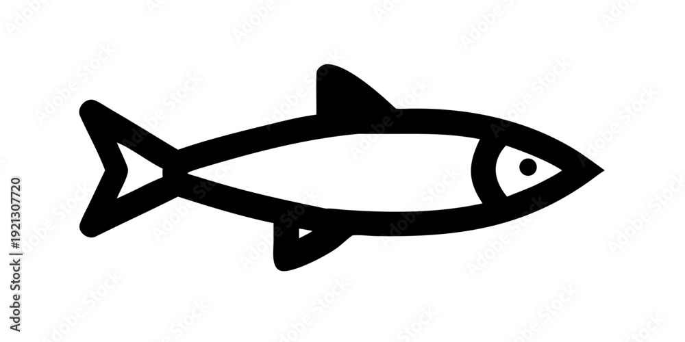 Fototapeta premium Sardine Fish Silhouette Vector - Marine Herring Seafood Minimalist Aquatic Life Graphic