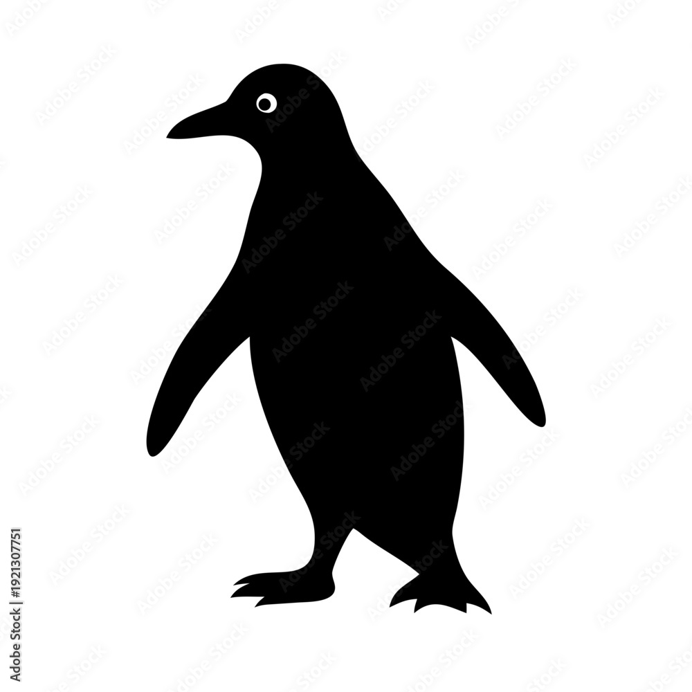Fototapeta premium Cute Baby Penguin Silhouette Vector - Adorable Antarctic Bird Chick Minimalist Polar Graphic