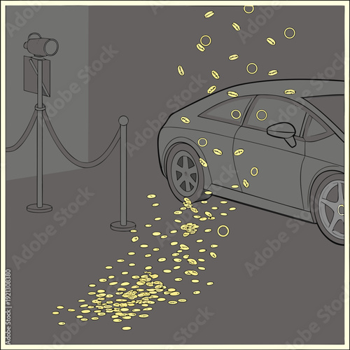 Luxury car arrival with confetti at an exclusive event.