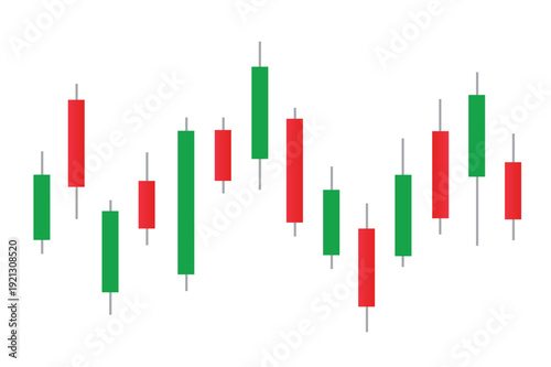 Stock market bar graph, candlestick chart, finance trade data, vector illustration.
