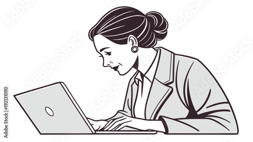 Professional Woman Engaged in Laptop Work.