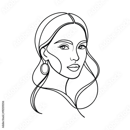 Minimal Woman Face Line Art Vector.