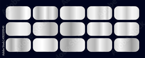 Luxury Silver Metallic Gradient Collection with Chrome, Steel and Polished Metal Textures