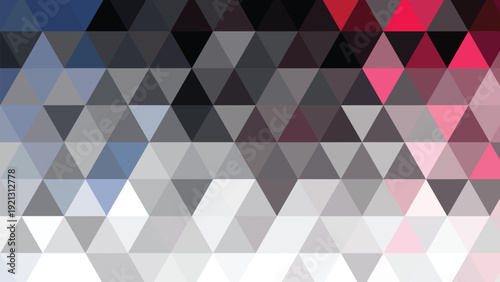 Abstract geometric pattern with vibrant colors and varying shades of triangles