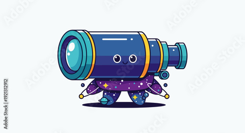 Cartoon Camera Robot with Legs and Eyes.