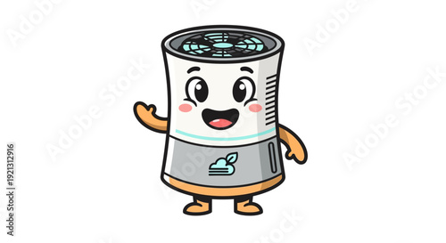 Cartoon Can Character with Happy Expression.