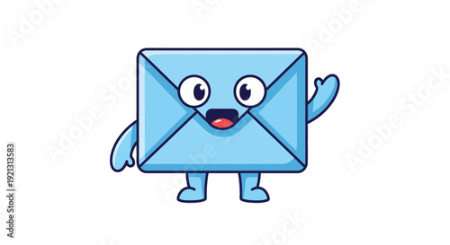 Cartoon Envelope Character with Friendly Expression.