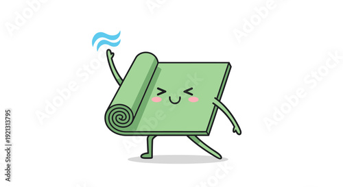 Cartoon Green Mat Character with Facial Expression.