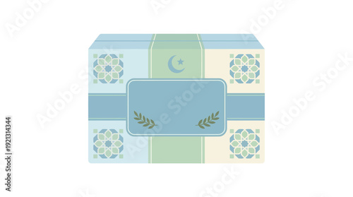 Beautifully wrapped gift box with decorative patterns and ribbon.