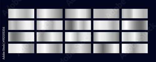 Luxury Silver Metallic Gradient Collection with Chrome, Steel and Polished Metal Textures