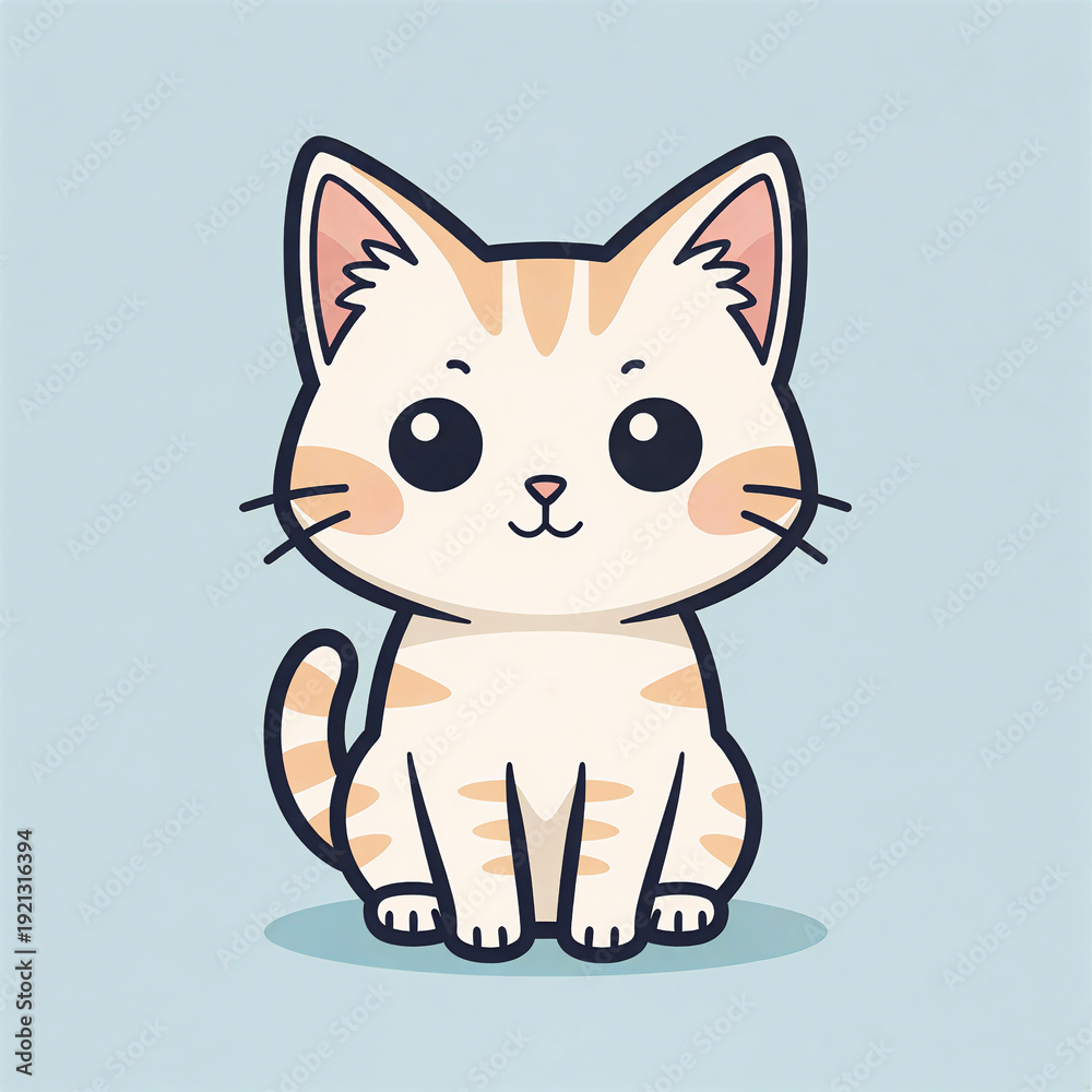 Fototapeta premium Cute Kawaii Kitten Vector Illustration for T-Shirt and Sticker Design