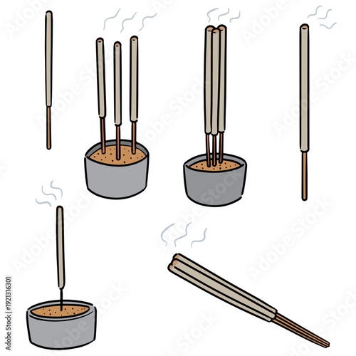 vector set of incense stick