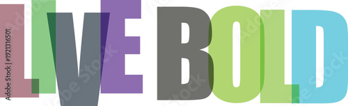 Large overlapping colorful letters spelling LIVEBOLD on a white Colorful text effect
