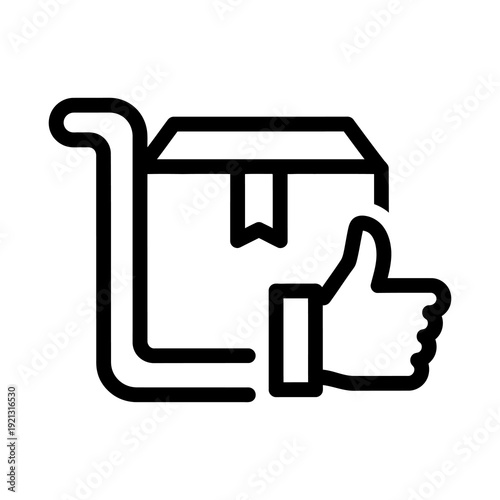 Thumbs up icon indicating a successful delivery or positive feedback on a package and trolley