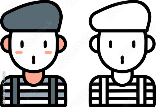 Cartoon Mime Artist Character Vector Illustration