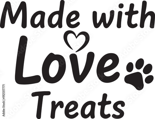 Dog Treat Label: Made with Love, Paw Print Heart and Text