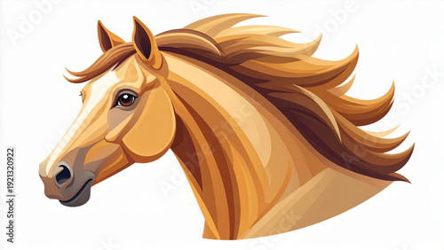 Cute Running Horse Full Body and Head Portrait Flat Vector