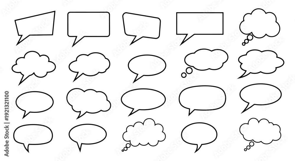 Fototapeta premium Collection of Diverse Speech Bubbles and Thought Clouds.
