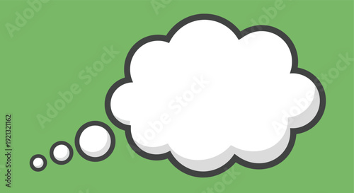 Blank Thought Bubble Icon with Small Bubbles Trailing.