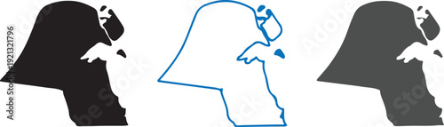 Kuwait Map Vector Silhouette Set - Detailed Country Outline and Geographic Borders for Infographics, Travel, and Education