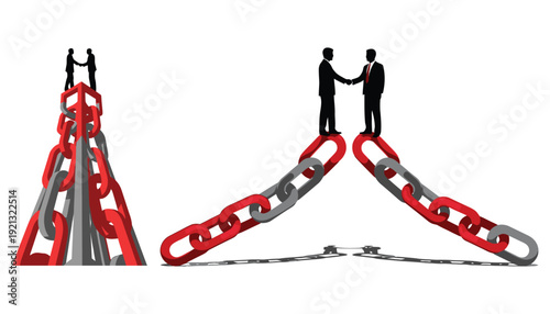 Gender equality business silhouette: diverse partnership and success