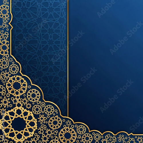 A blue and gold islamic geometric pattern with intricate designs