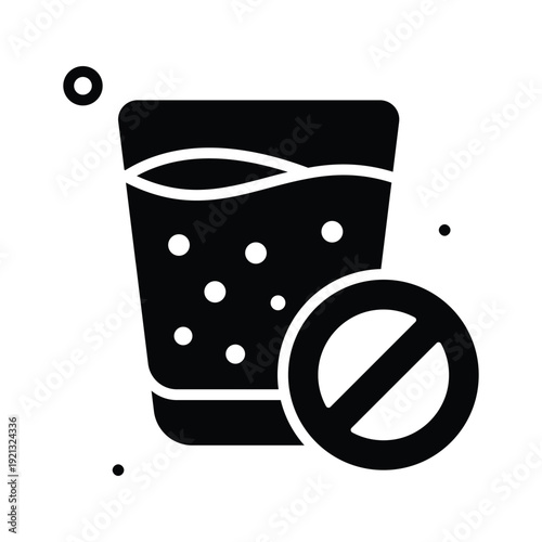A modern glyph icon showing no drink fasting rule