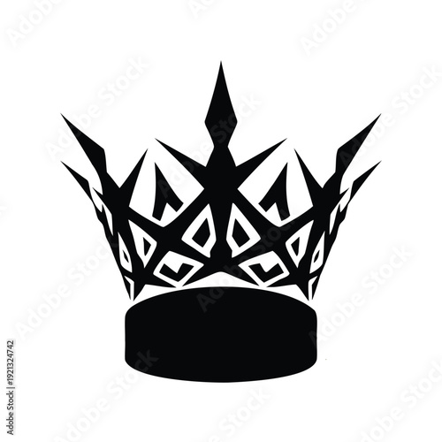Black crown silhouette vector, royal king and queen crown icons isolated on white background