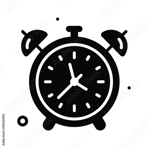 A well crafted glyph icon representing alarm clock for sehri