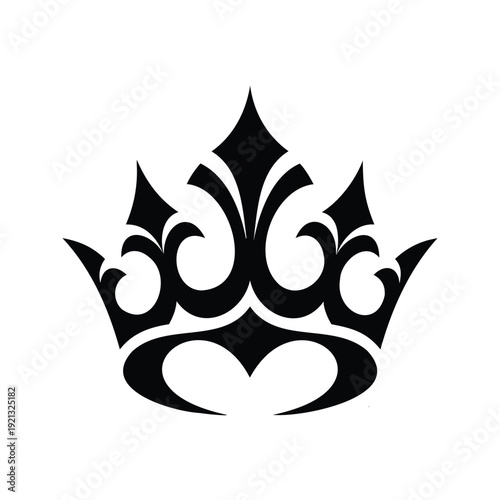 Black crown silhouette vector, royal king and queen crown icons isolated on white background