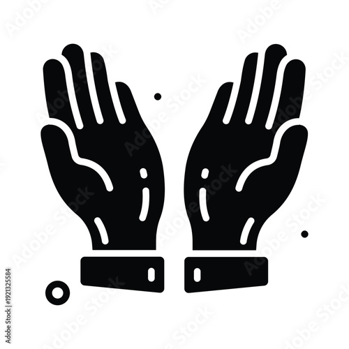 A trendy glyph icon showing pray hands gesture for worship