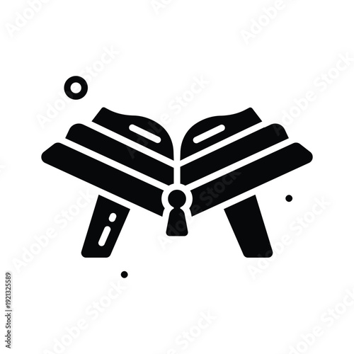 A modern glyph icon representing quran sacred book for recitation