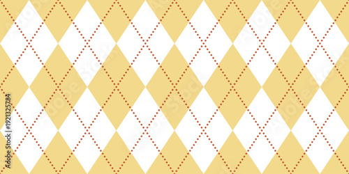 Yellow retro argyle harlequin plaid rhombus diamond vector pattern background