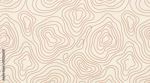 Golden abstract wooden texture seamless pattern background. Beige neutral organic banner with crayon texture wave pattern. Abstract geometric dynamical rippled surface. Doodle topographic line map. 