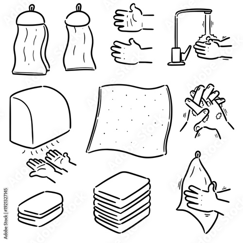 vector set of hand washing