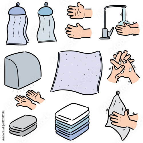 vector set of hand washing