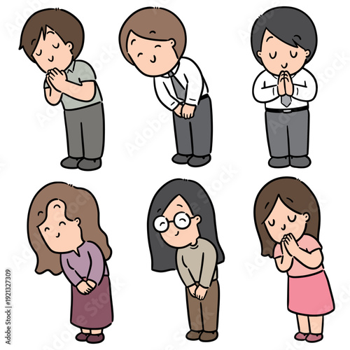 vector set of office worker feeling thankful