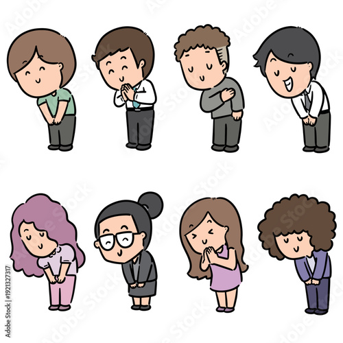 vector set of people feeling thankful