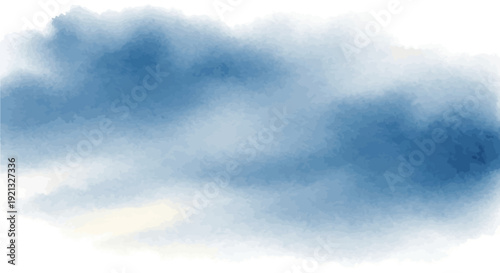 A soft, ethereal watercolor painting of a cloudy sky in shades of blue and white.