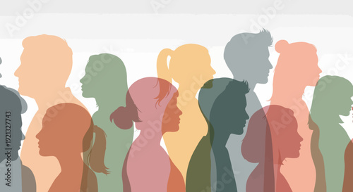 Diverse group of people silhouetted against a white background, showcasing a variety of ages and genders.