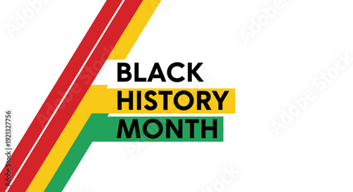 Black History Month Text with Red, Yellow, and Green Stripes - Graphic Design