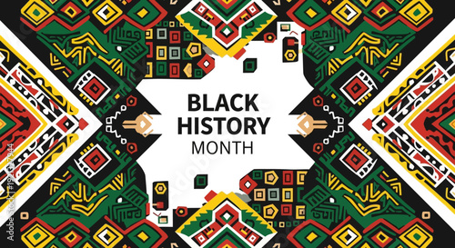 Vibrant Black History Month Design with African Patterns and Text