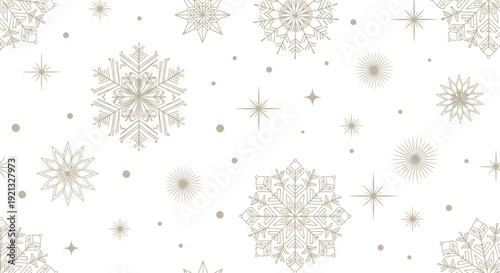 Seamless Gold Snowflake Pattern on White Background for Winter Holiday Designs