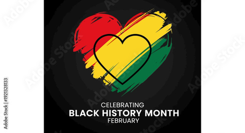 Celebrating Black History Month with Heart Symbol and Pan-African Colors